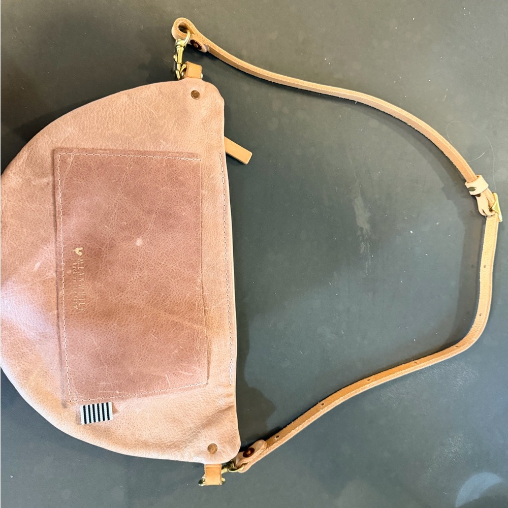 Meanwhile back on the farm pink Leather Shoulder Bag